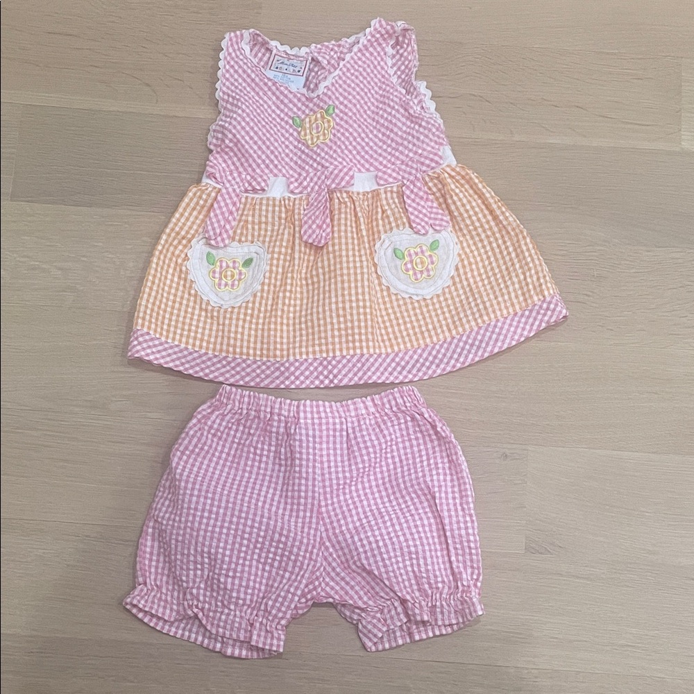 Mon Petit Baby Girl Dress + Shorts Set Cute Summer Outfit